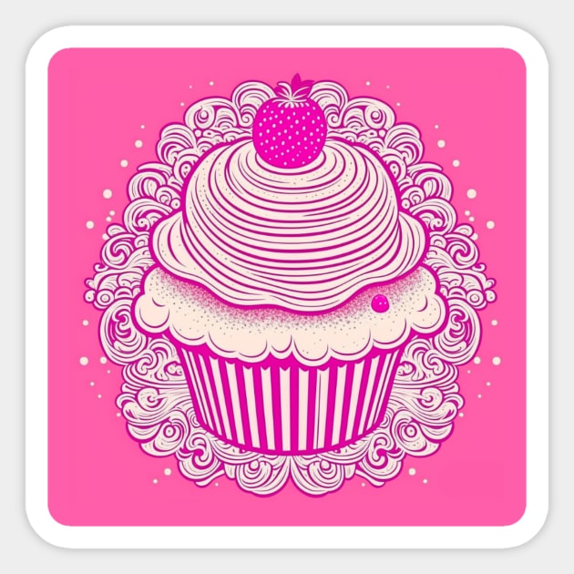 Strawberry Cupcake Sticker by Suzanne_Kurilla